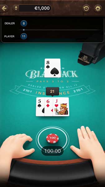 European Blackjack feature